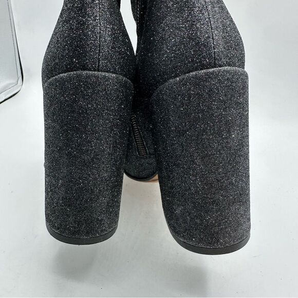Dries Van Noten Black Glitter Block Heel Side-zip Designer Bootie Boots Sz 9.5 - Picture 7 of 15